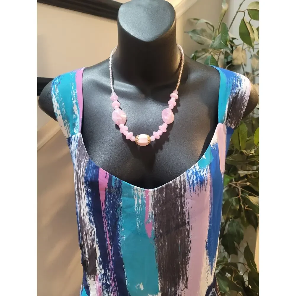 Catherines Sundress Women's 3X Multi Abstract Sweatheart Neck Shark Bite Hem - Picture 3 of 11